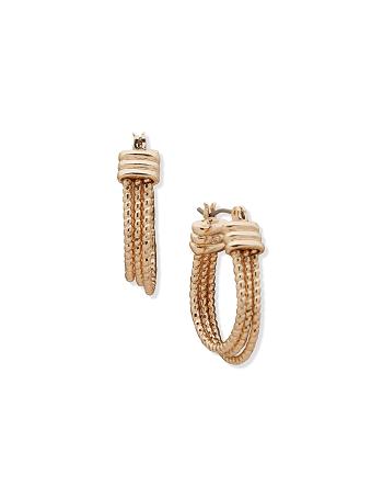 Anne Klein Texture Clip Hoop Pierced Earrings Gold | FSGUI42786