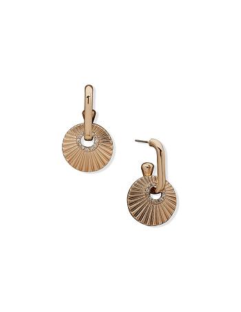 Anne Klein Texture Orbital Drop Pierced Earrings Gold | SGIIZ45720