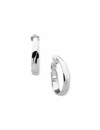 Anne Klein Tiered Clip Hoop Clip Earrings Silver | SGCIF35245