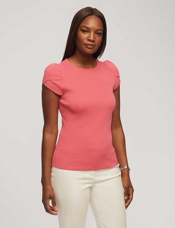 Anne Klein Tulip Sleeve Sweater Tops Coral | SGICD66179