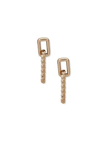 Anne Klein Twist Drop Pierced Earrings Gold | GSGUC28238