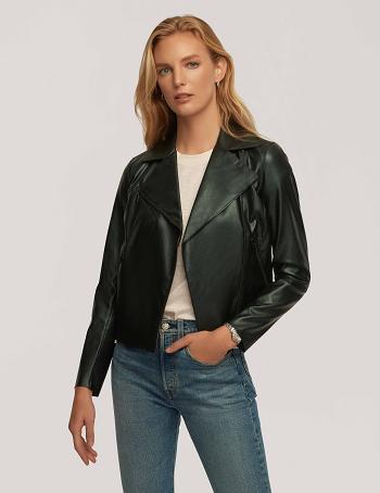 Anne Klein Vegan Leather Zip Front Moto Blazers Turquoise | SSGNY86849