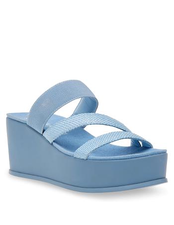 Anne Klein Velma Flatform Sandal Wedges Blue | QSGUV50193