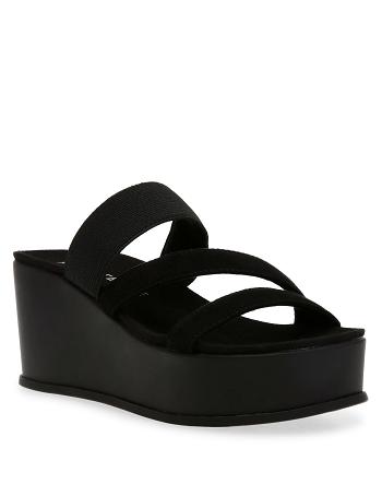 Anne Klein Velma Flatform Sandal Wedges Black | SGQAV31137