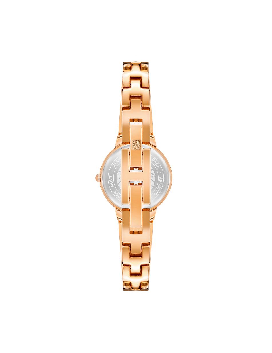 Anne Klein Accented Open Bangle Watch Diamond Rose / Gold / Green | SGJKU72316