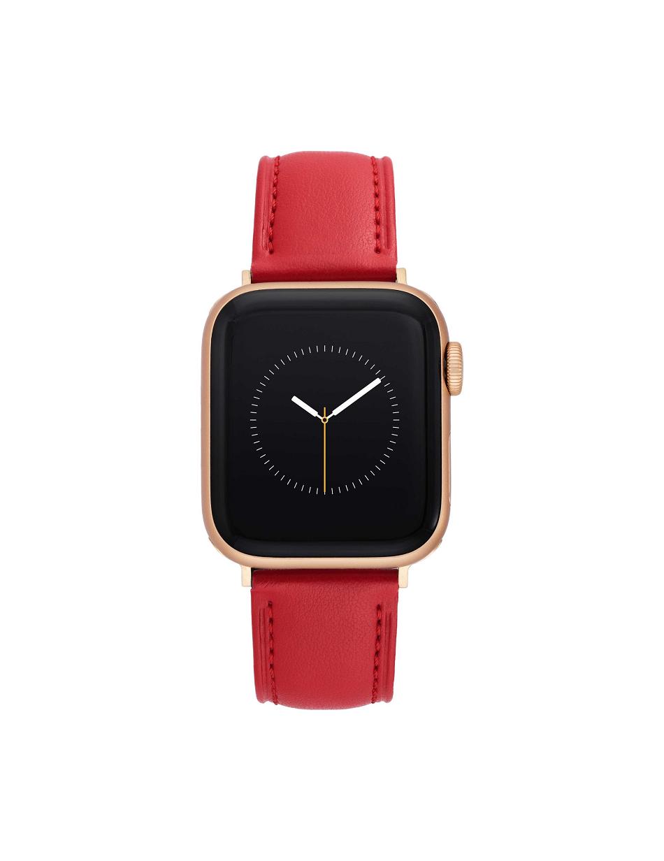 Anne Klein Apple Peel Leather Band for Apple Watch® Considered Red / Rose / Gold | BSGSD92434