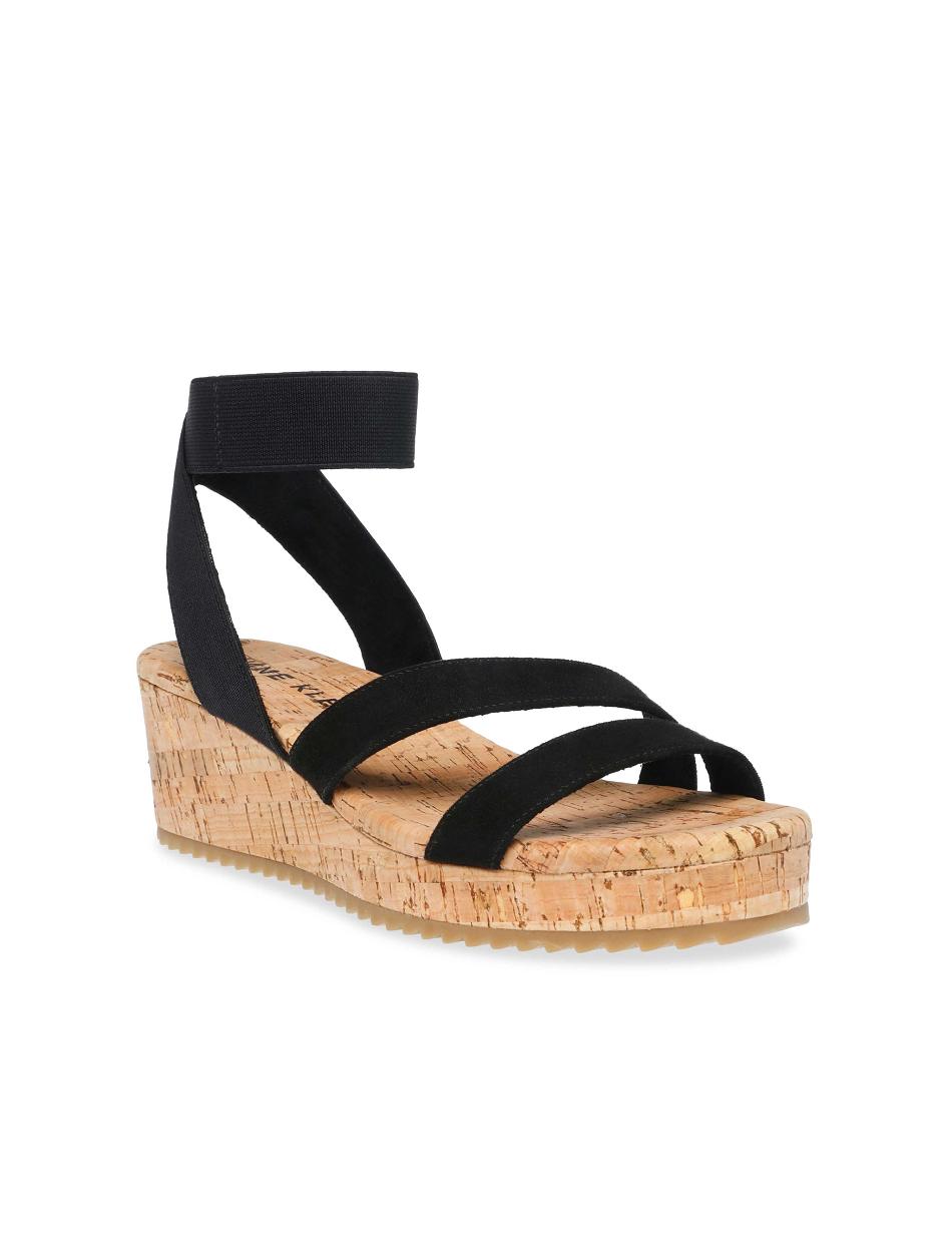 Anne Klein Ayla Sandal Wedges Black | ASGDF84698