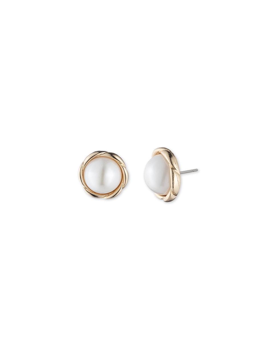 Anne Klein Blanc Faux Pearl Twisted Gold-Tone Stud Earrings Best Sellers Gold | ASGWC66475