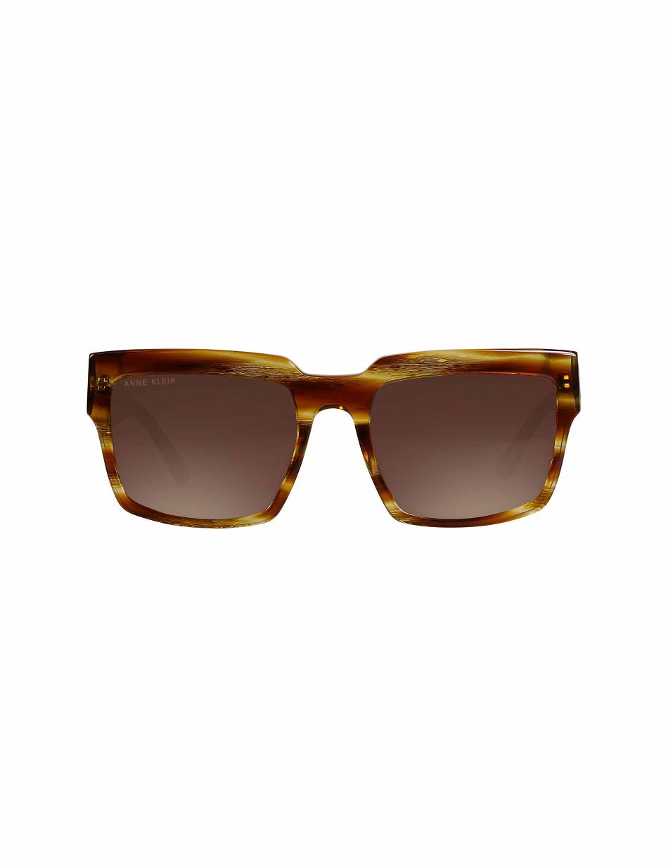 Anne Klein Blonde Horn Square Sunglasses Oversized Burgundy | QSGWA20353