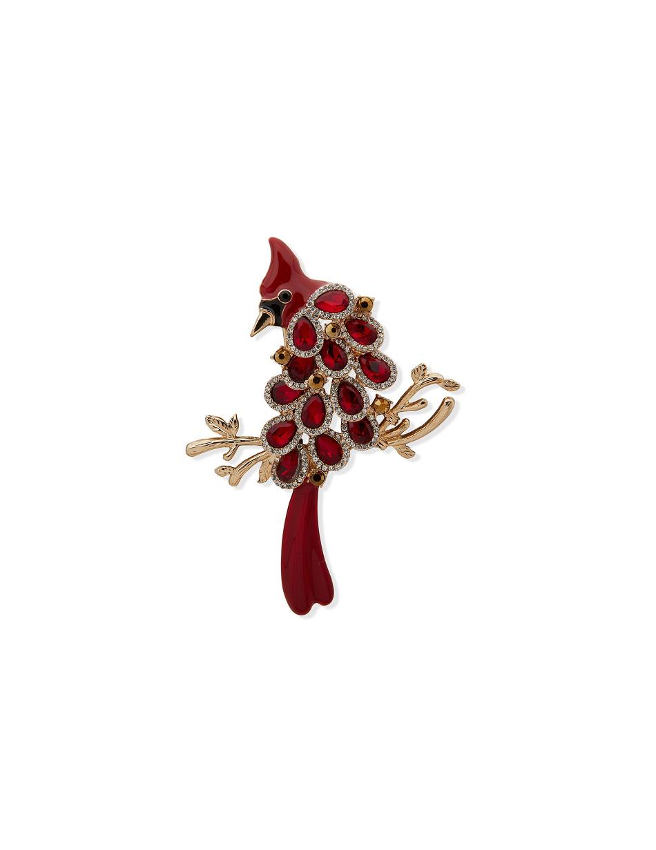 Anne Klein Box Pin Crystal Cardinal Brooches Gold | ESGHC32403