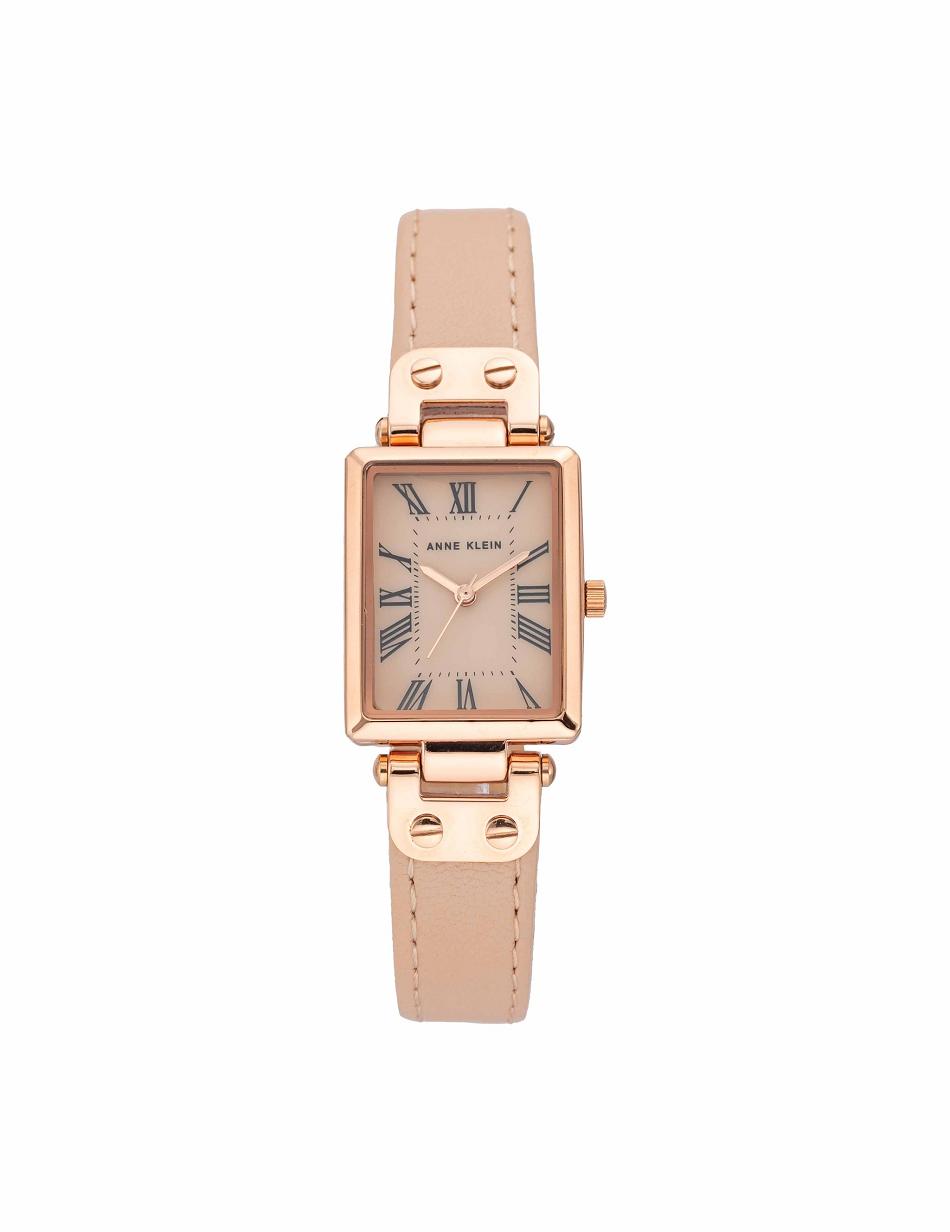 Anne Klein Case Leather Strap Watch Rectangular Pink / Rose / Gold | SGJKU98625