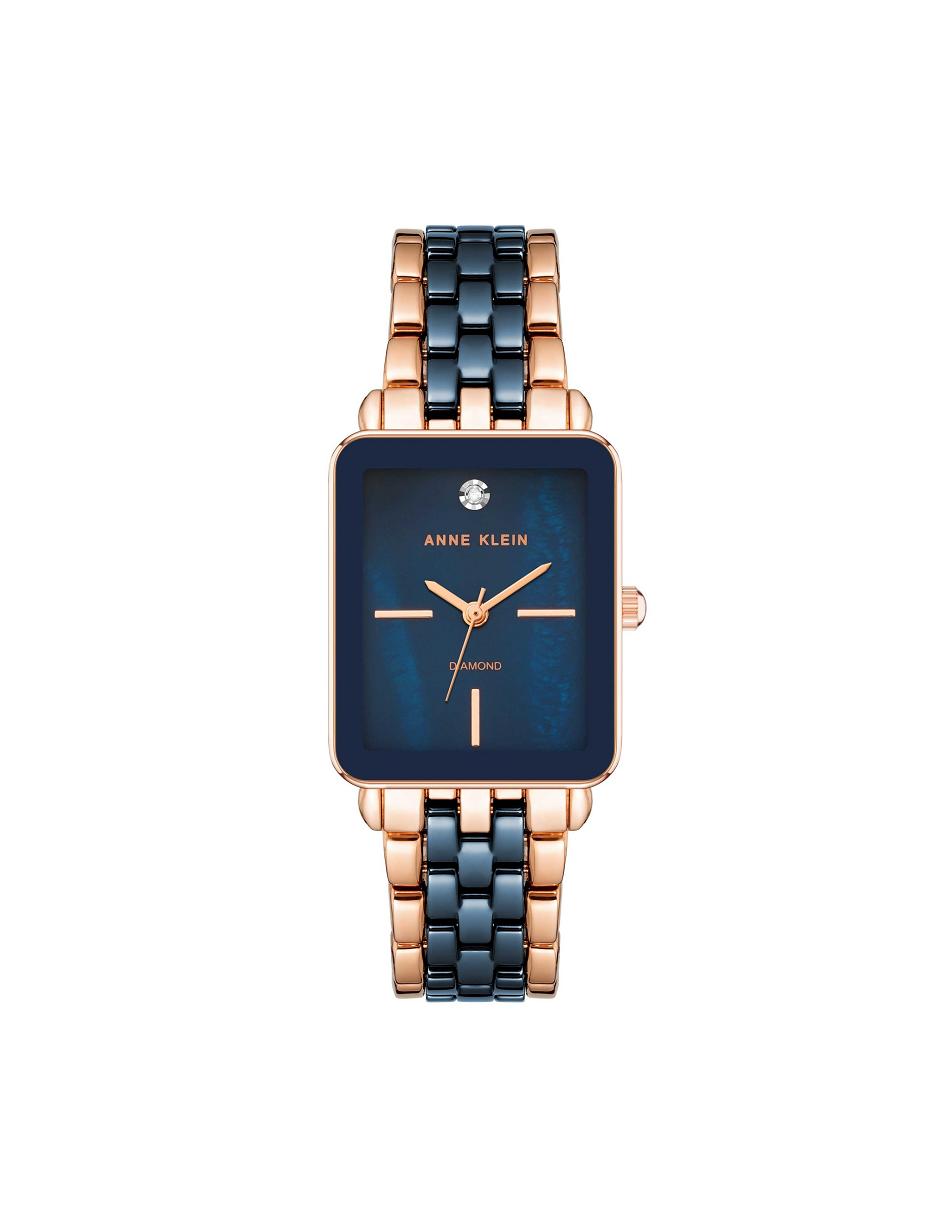 Anne Klein Ceramic Dial Watch Diamond Navy / Rose / Gold | TSGPQ48050