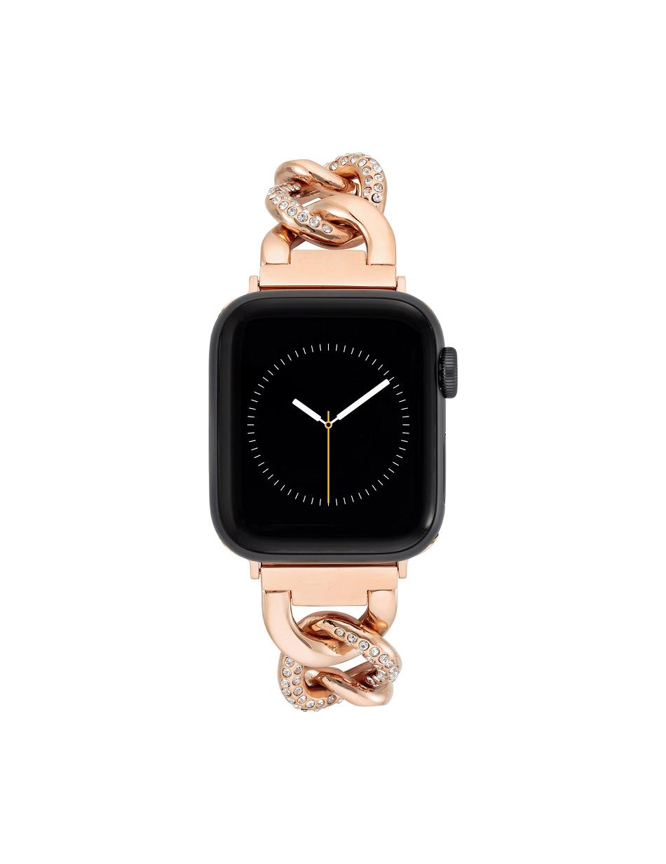 Anne Klein Chain Link Bracelet Band with Premium Crystals Apple Watch Accessories Rose / Gold | SGCVG79656