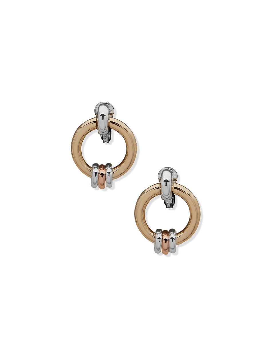 Anne Klein Circle Link Button Clip Earrings Gold / Silver | BSGSO50497