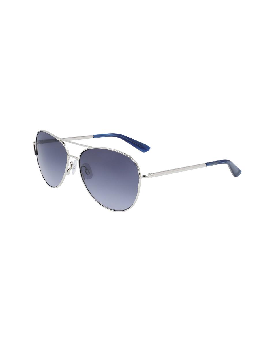 Anne Klein Classic Aviator Sunglasses Oversized Silver | PSGQX77842