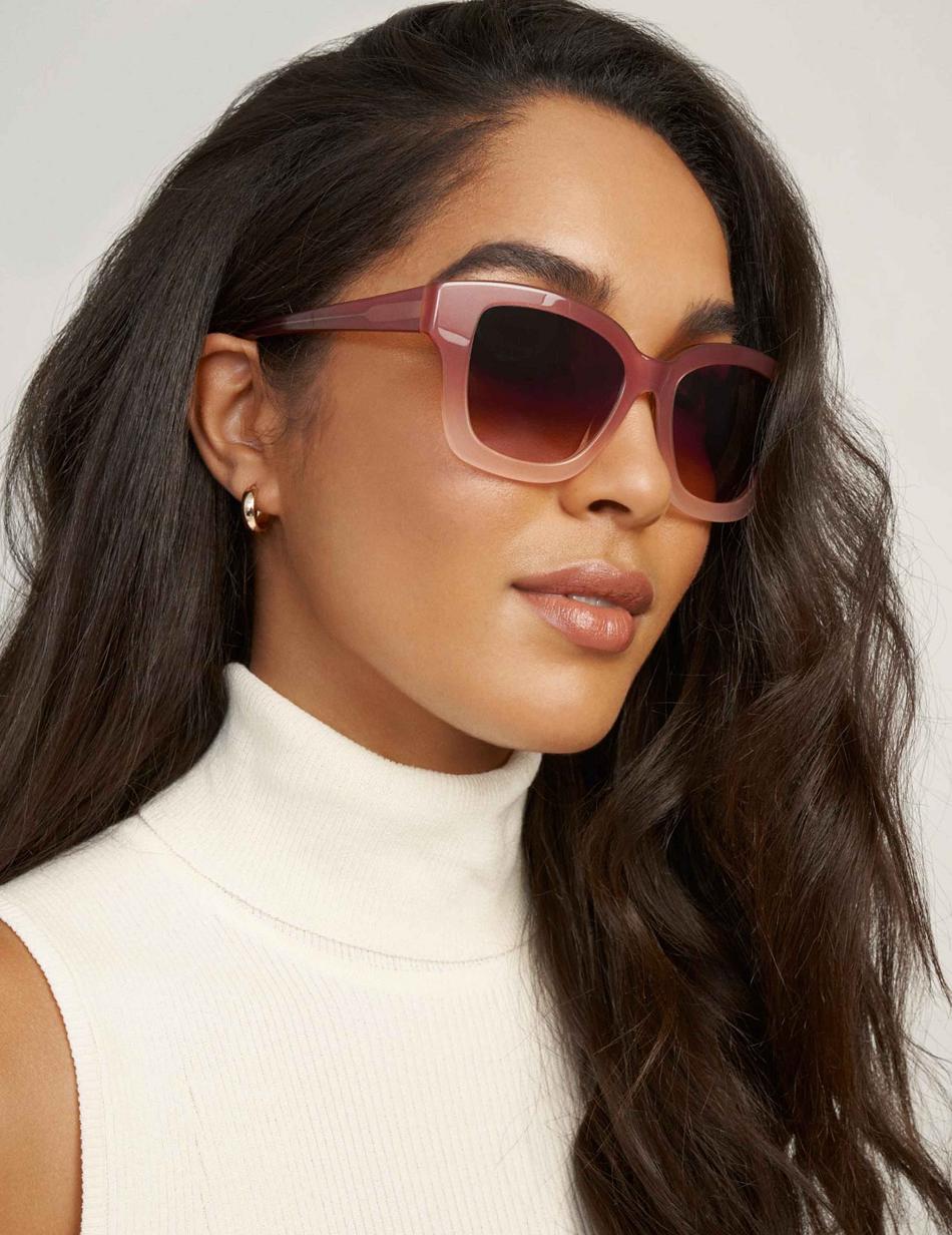 Anne Klein Classic Frame Sunglasses Square Pink | PSGER31278