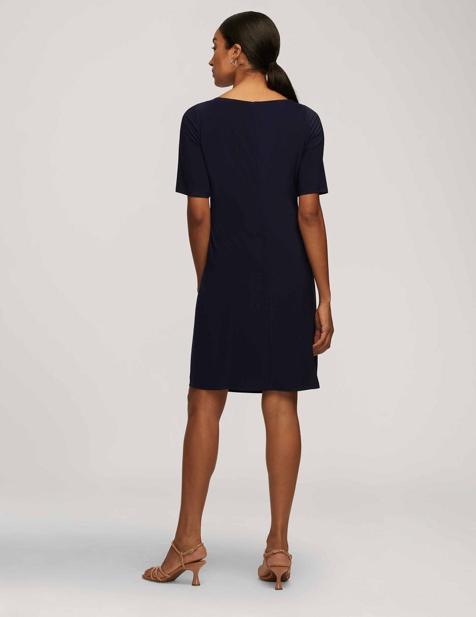 Anne Klein Classic Side Pleat Dress Blue | TSGWZ95940