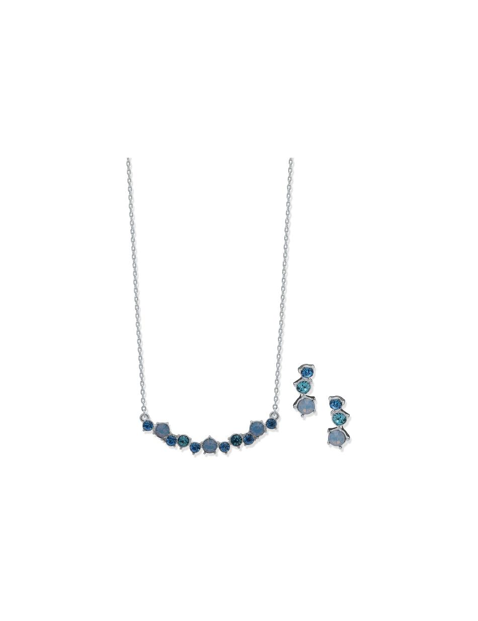 Anne Klein Cluster Necklace and Earring Set in Pouch Earrings Blue | SGJVR65699