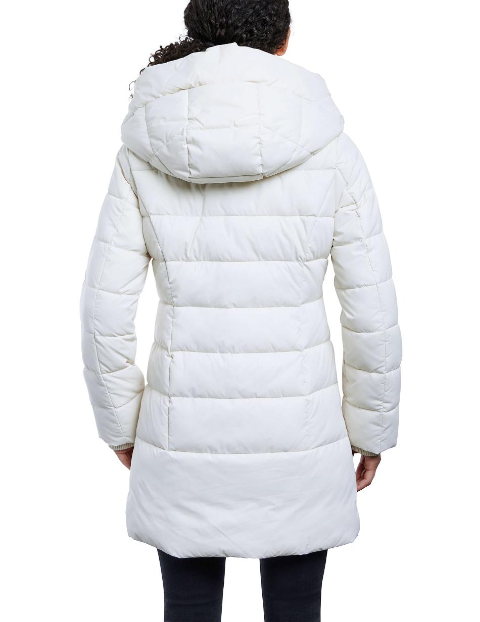 Anne Klein Consider It Snap Front Puffer Jacket Outerwear White | SGJVR87963