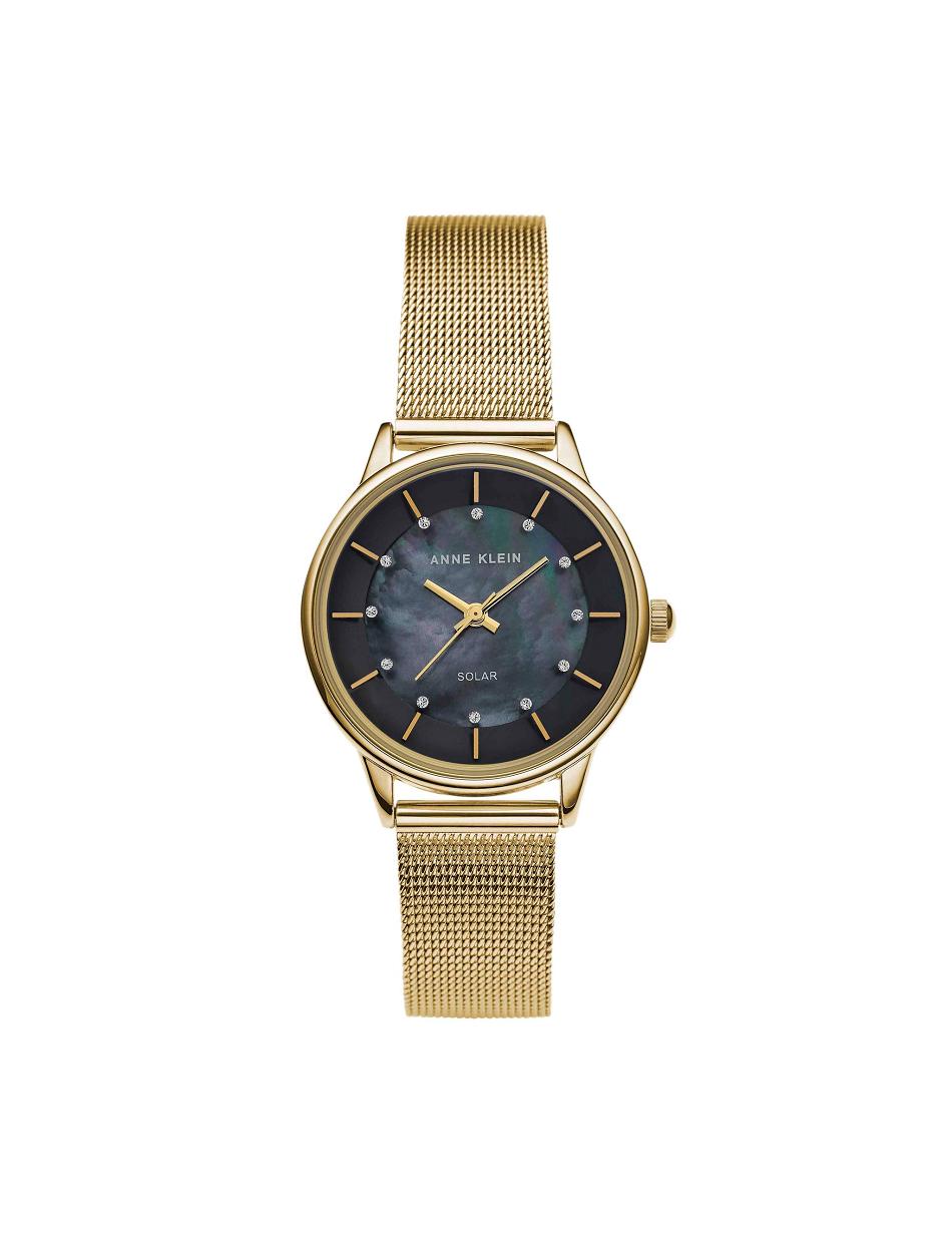 Anne Klein Considered Solar Powered Mesh Watch Metals Gold / Black | QSGUV20463