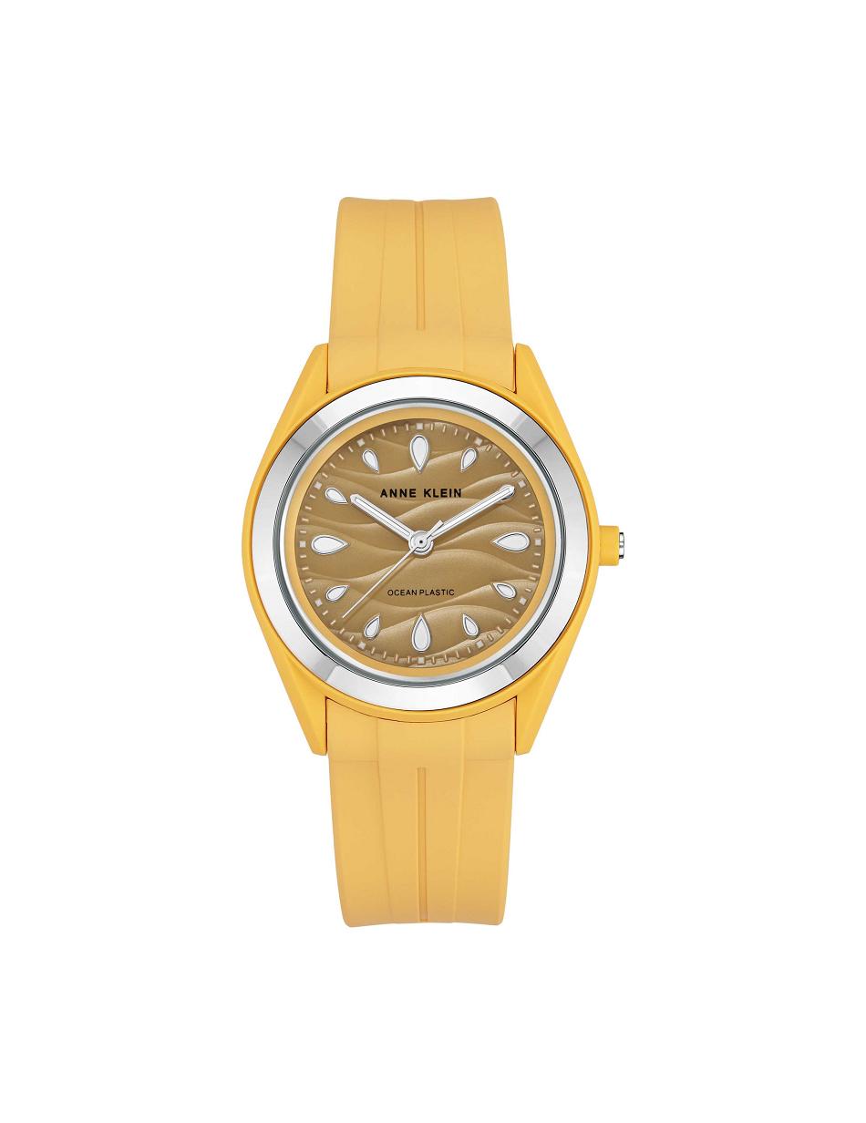 Anne Klein Considered Solar Recycled Strap Ocean Plastic Watches Yellow / Silver | ZSGMJ53254