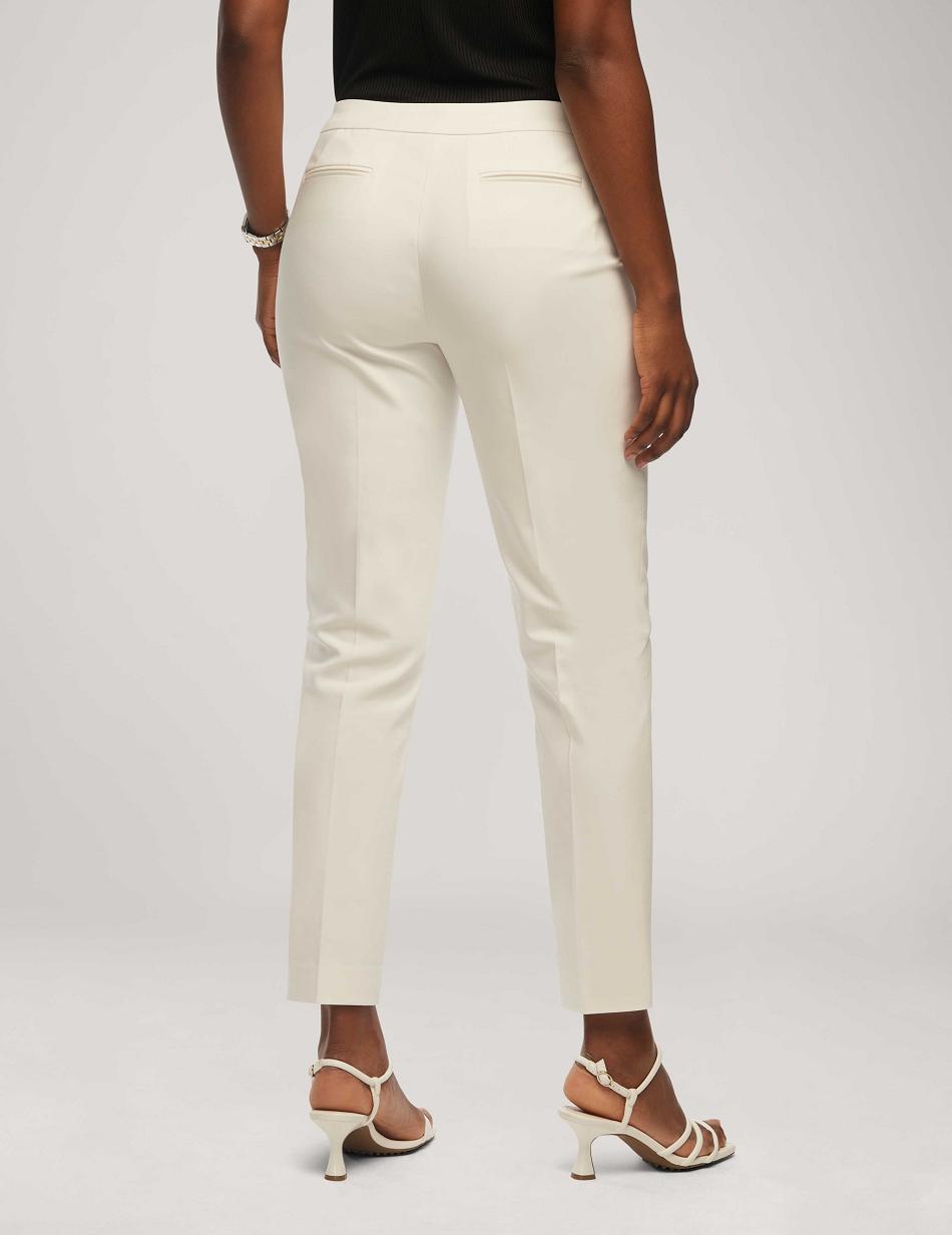 Anne Klein Cotton Double Weave Bowie Pant Bottoms White | ESGHC97110