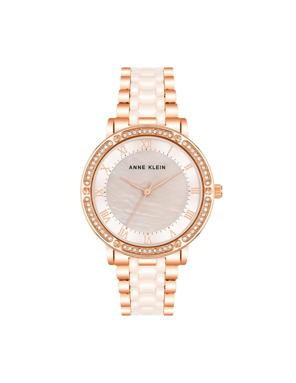 Anne Klein Crystal Accented Ceramic Link Watch Metals Pink | XSGBH29442