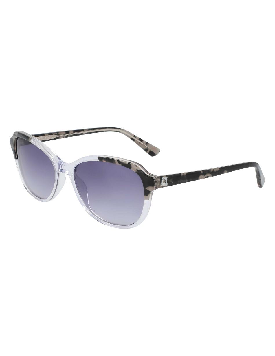 Anne Klein Crystal Oval Sunglasses Narrow Size Grey | BSGSD75845