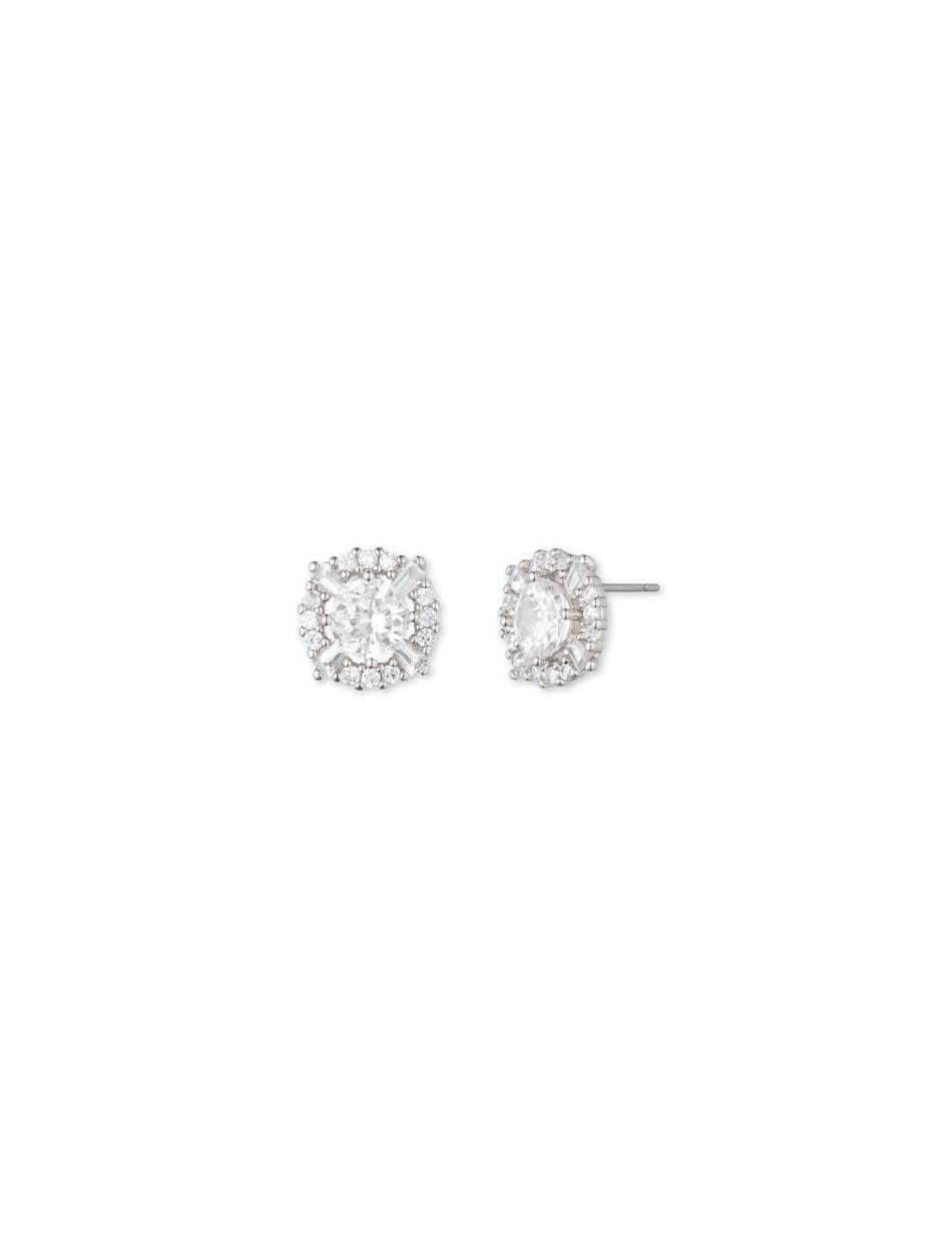 Anne Klein Cubic Zirconia Pave Halo Pierced Earrings Rose / silver | ASGDF87051