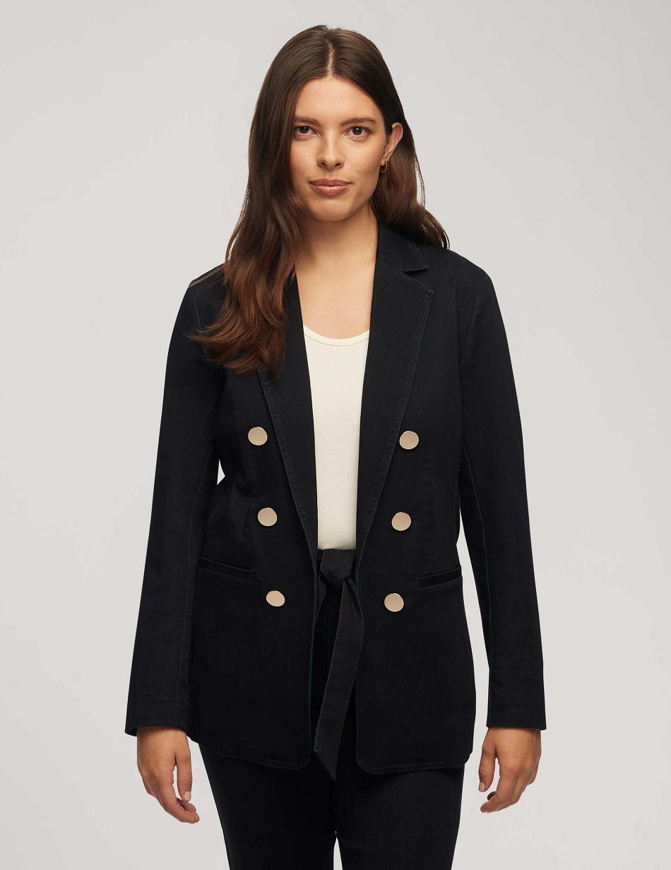 Anne Klein Denim Faux Double Breasted Blazers Blue / Indigo | DSGVO58070