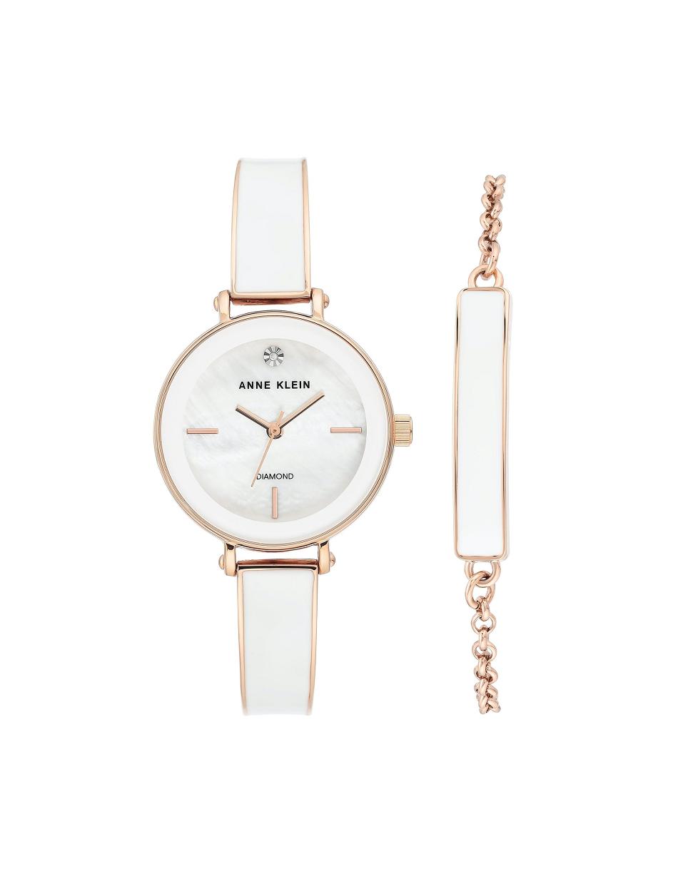 Anne Klein Diamond Bangle Watch With Bracelet Sets White | FSGUI69544