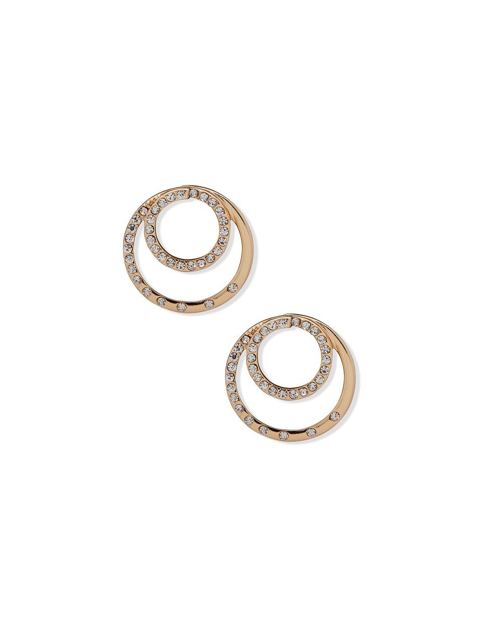 Anne Klein Doorknocker With Pave Pierced Earrings Gold | SGDFL25393