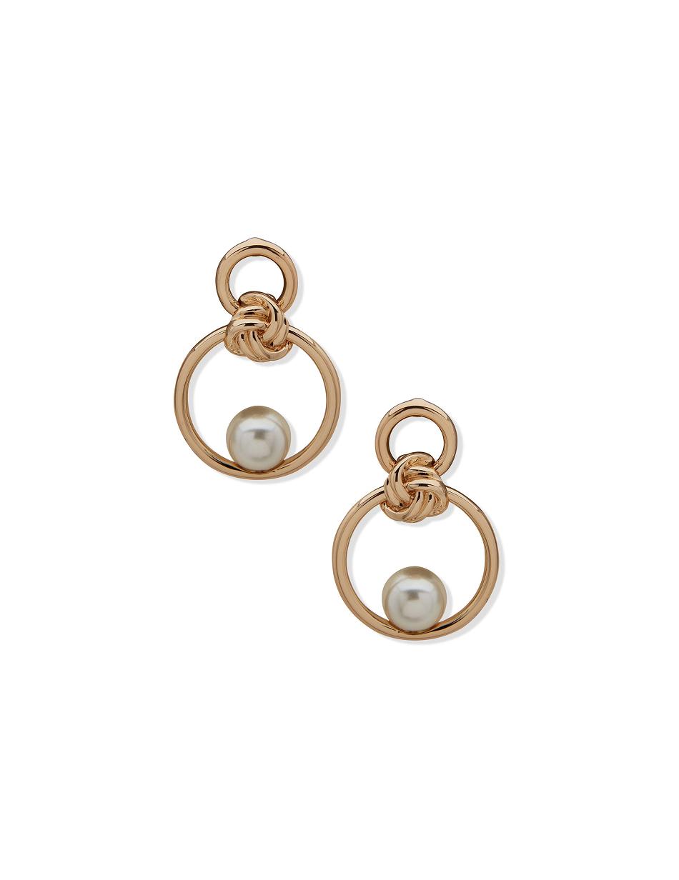 Anne Klein Double Drop Knot With Pearl Earrings Gold | SGZDE14643