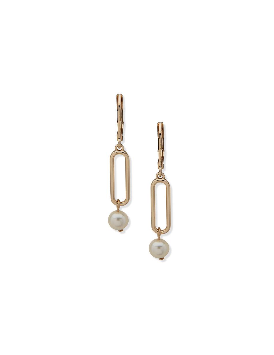 Anne Klein Faux Pearl Link Drop Earrings Gold | SGZDE17125