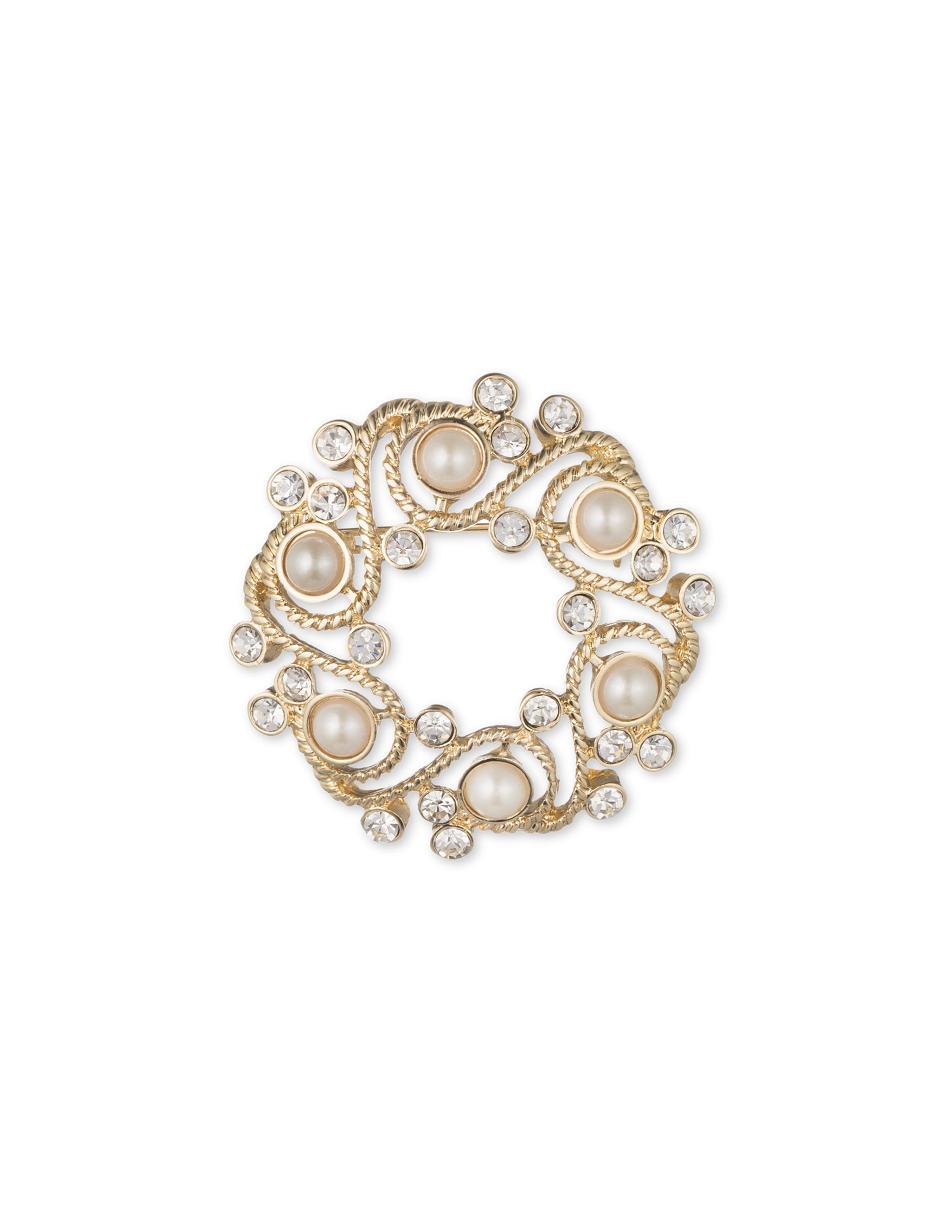 Anne Klein Faux Pearl Wreath Brooch Brooches Gold | SGJKU85501