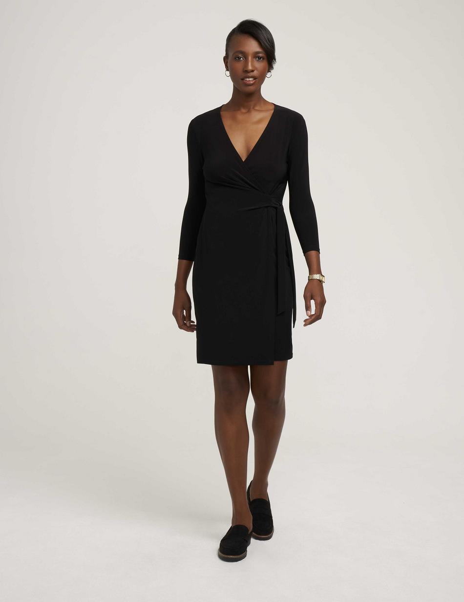 Anne Klein Faux Wrap Dress Black | SGIIZ31867