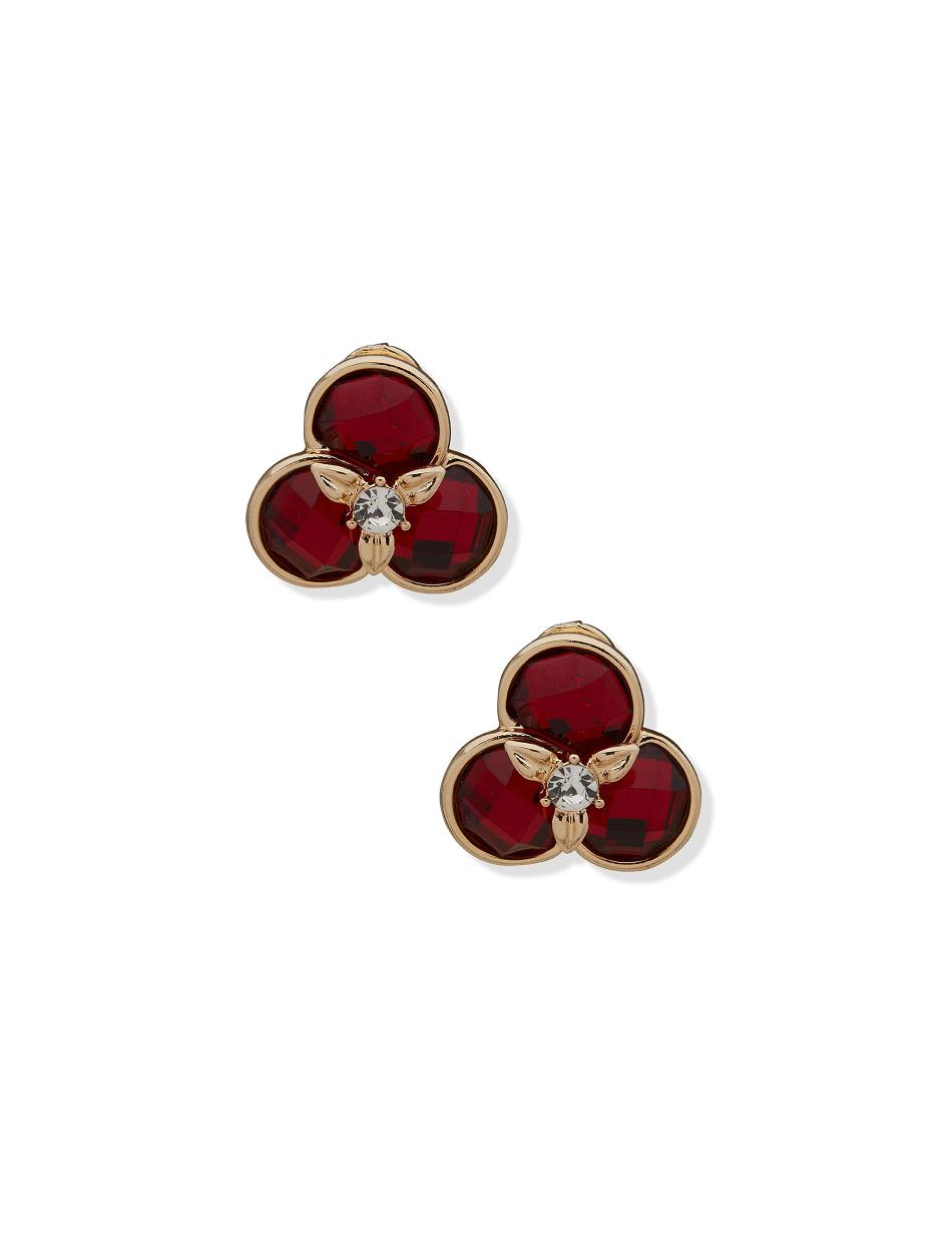 Anne Klein Flower Button Siam Clip Earrings Gold | YSGVQ19170