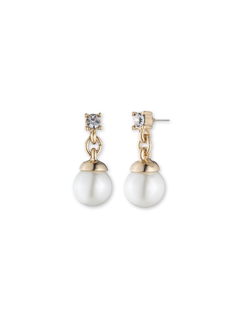 Anne Klein Gold-Tone Blanc Faux Pearl With Crystal Accent Earrings Gold | SGIIZ67172