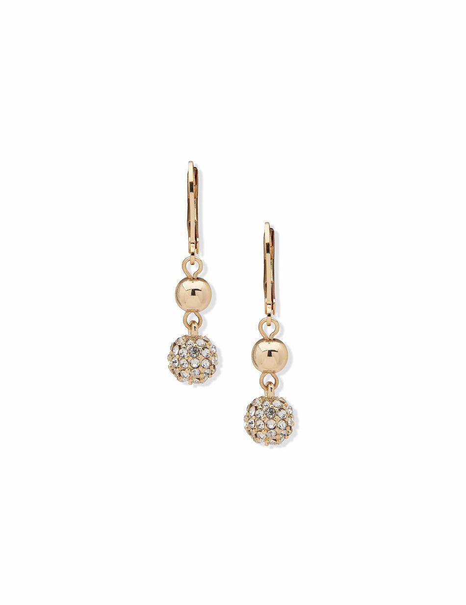 Anne Klein Gold-Tone Leverback Fireball Double Drop Earrings Best Sellers Gold | SGEAH38163