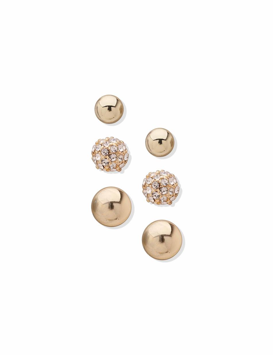 Anne Klein Gold-Tone Trio Post Buttons Set Pierced Earrings Gold | SGCVG56730