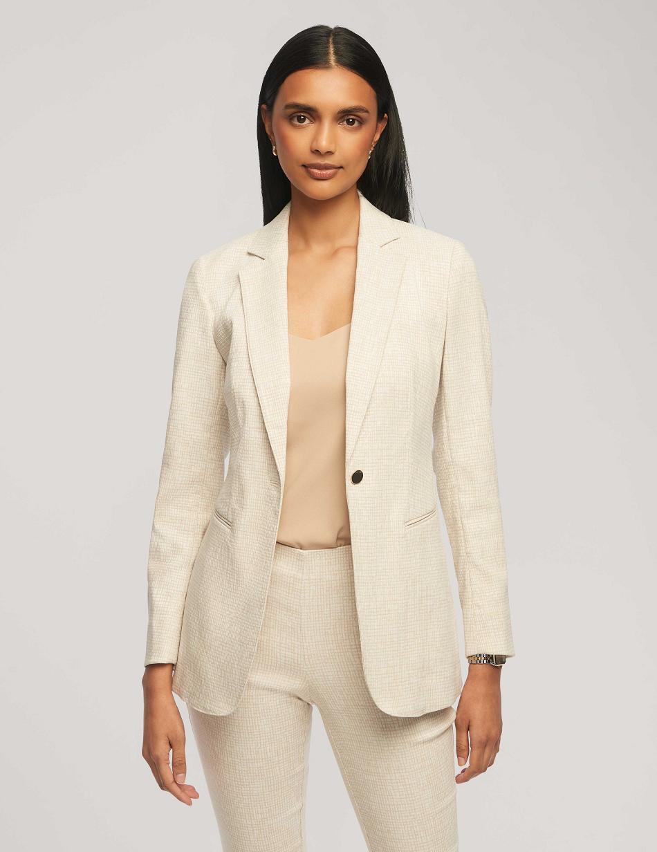 Anne Klein Blazers Website Grid Tech Stretch One Button White