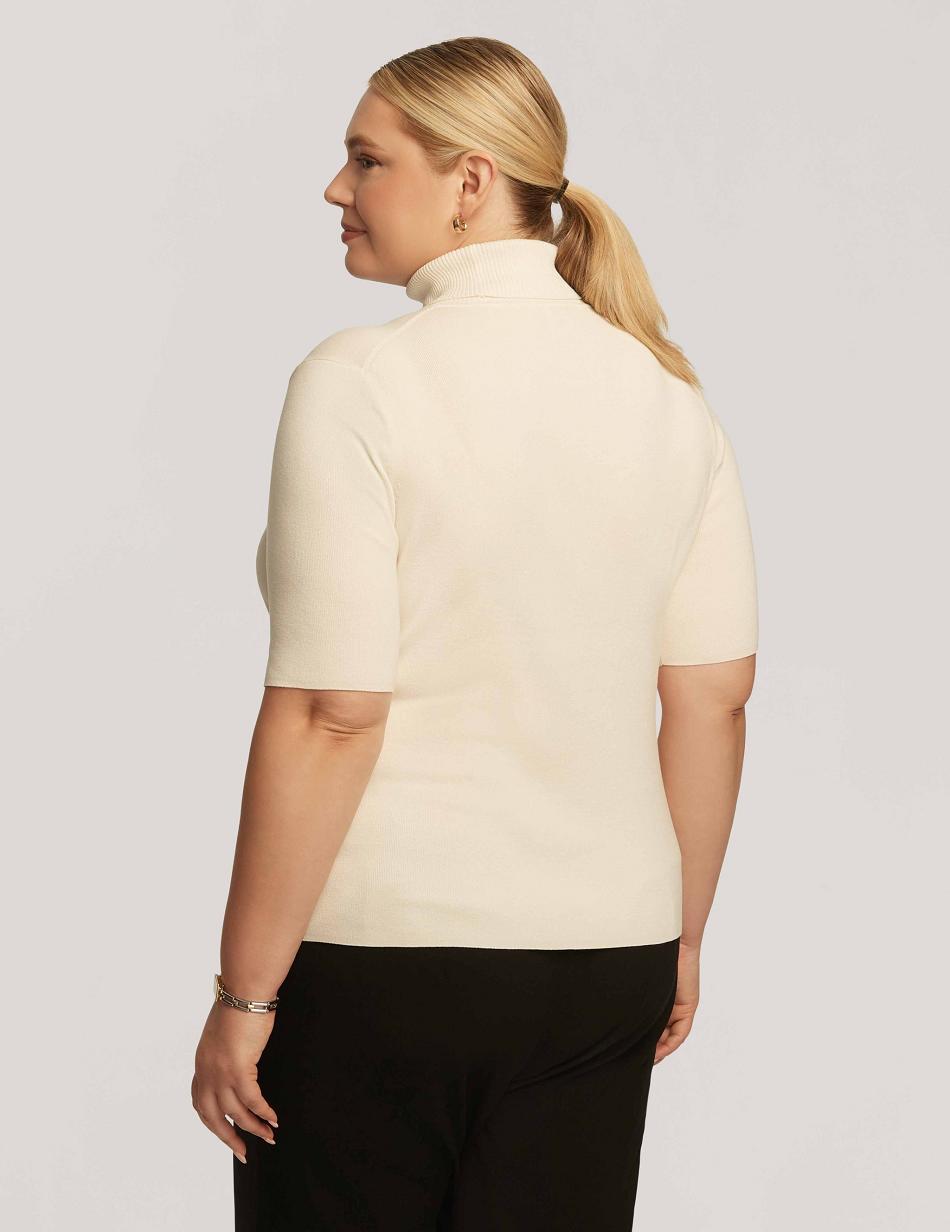 Anne Klein Half Sleeve Turtleneck Plus Size White | SGCIF42092