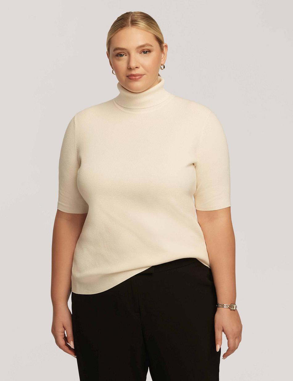 Anne Klein Half Sleeve Turtleneck Plus Size White | SGCIF42092