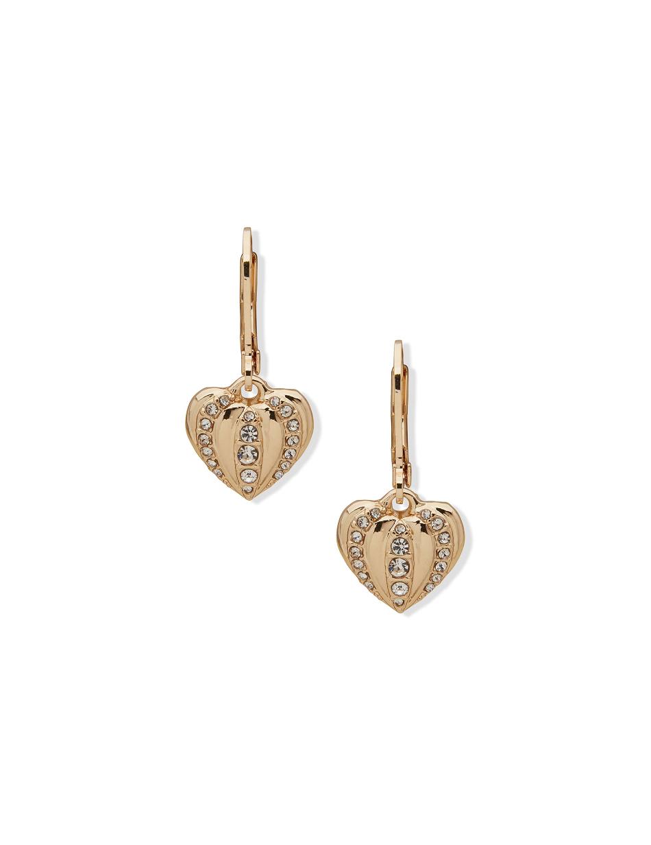 Anne Klein Heart Drop Crystal Pierced Earrings Gold | SGNZX56898