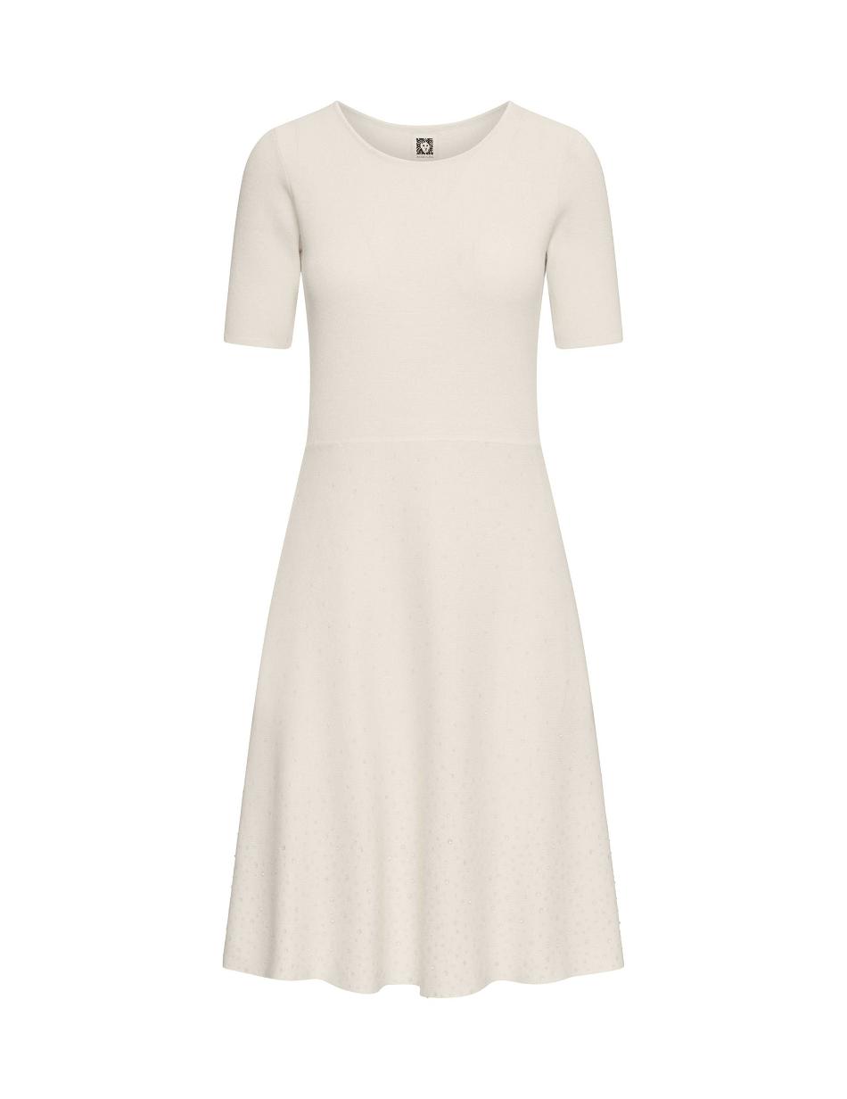 Anne Klein Heat Set Fit & Flare Sweater- Clearance Dress White | GSGEC40447