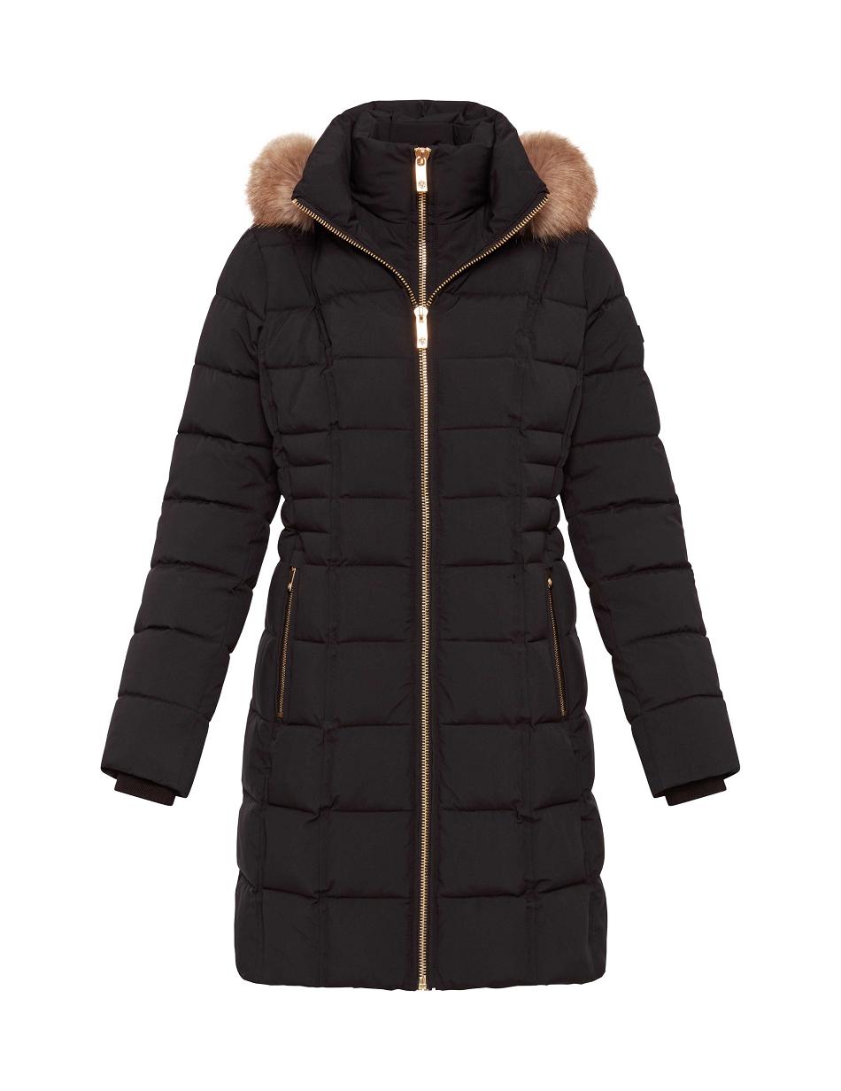 Anne Klein Hooded Puffer Coat Outerwear Black | SGEGJ88380