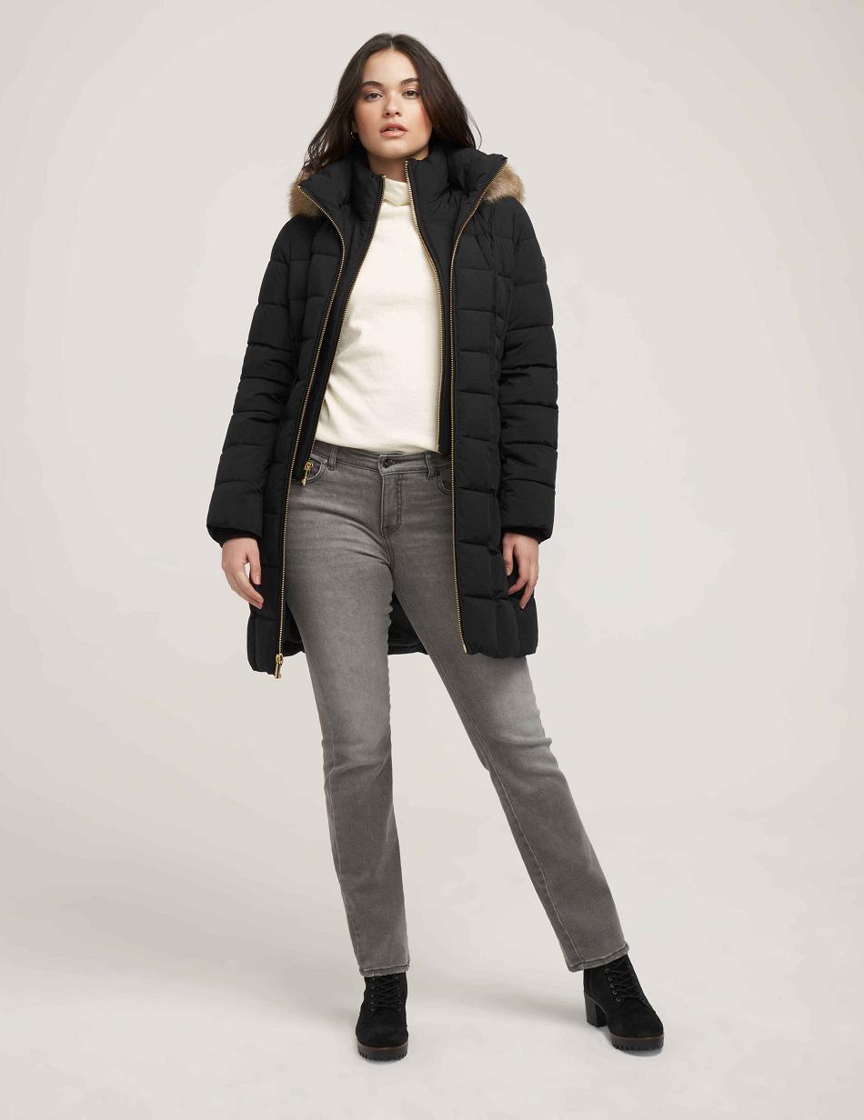 Anne Klein Hooded Puffer Coat Outerwear Black | SGEGJ88380