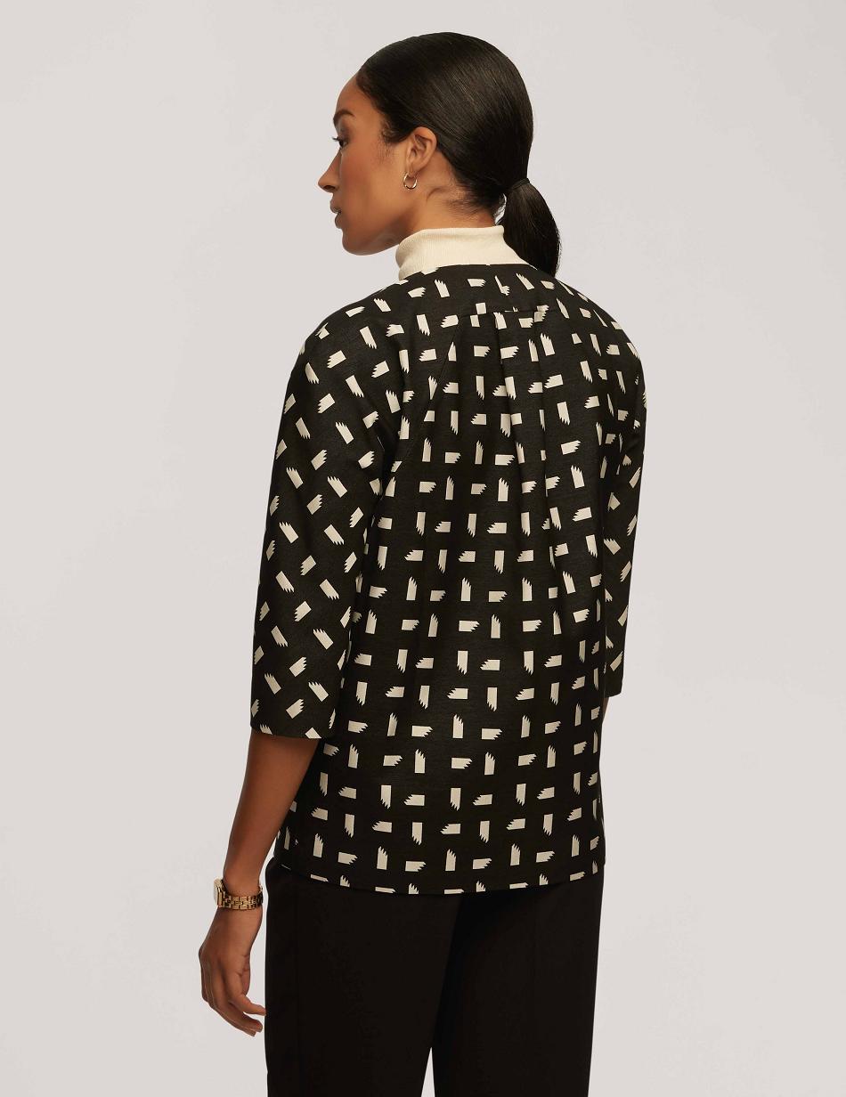 Anne Klein Jacquard Topper With Dropped Shoulder Blazers Black / White | SGQCS29410