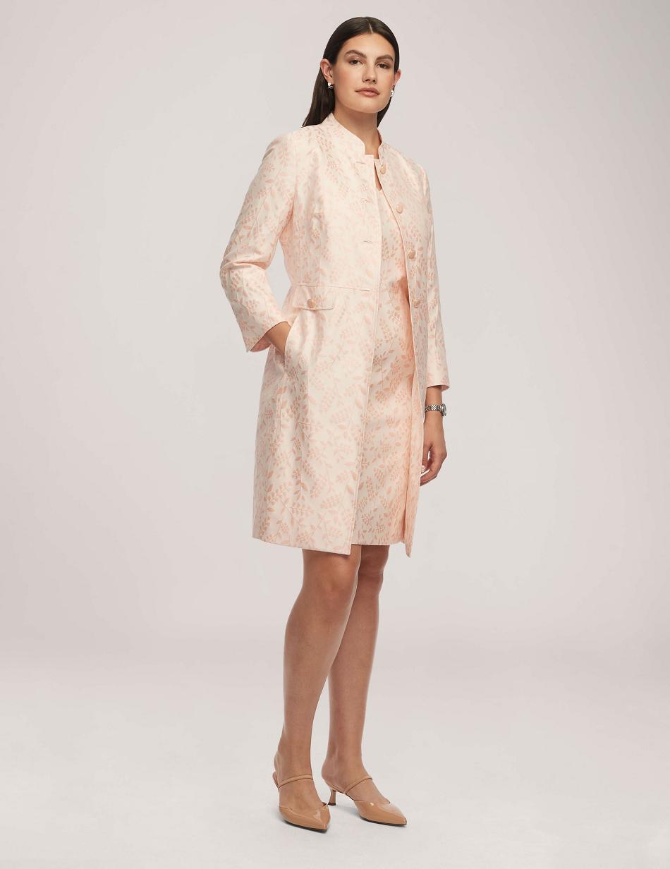 Anne Klein Jacquard Topper With Stand Collar Blazers White / Pink | SGXBR15641