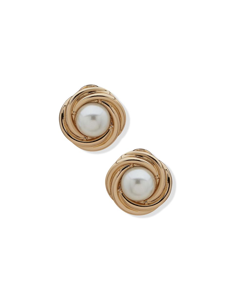 Anne Klein Knot Button Clip Earrings Gold | GSGUC63325